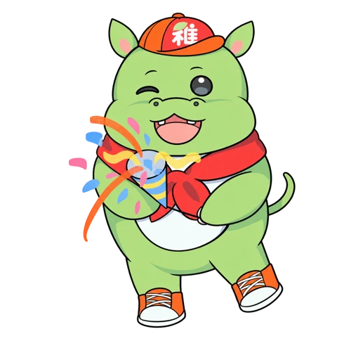 稚学吉祥物：庆祝，完整等比原色